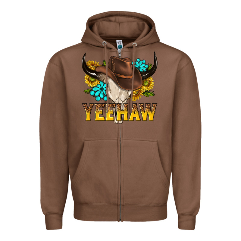Yeehaw Bull Skull Zipper Hoodie by NancyCooperArtShop | Teevron