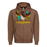 Chestnut yeehaw bull skull Zipper Hoodie - NancyCooperArtShop