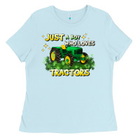 Baby Blue just a boy who loves tractors Ladies Tee - JahusDesignShop