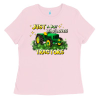 Just A Boy Who Loves Tractors Ladies Tee | Teevron
