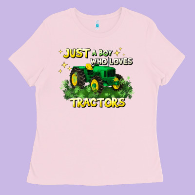 Just A Boy Who Loves Tractors Ladies Tee Designed By Jahusdesignshop