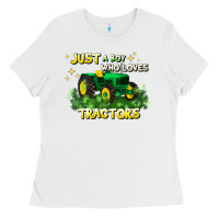White just a boy who loves tractors Ladies Tee - JahusDesignShop