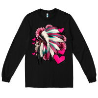 Black indian headdress with hearts valentine's day Long Sleeve Tee - Jasminsmagicworld