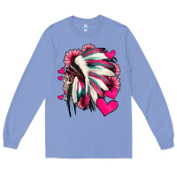 Colony Blue indian headdress with hearts valentine's day Long Sleeve Tee - Jasminsmagicworld