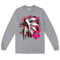Heather Grey indian headdress with hearts valentine's day Long Sleeve Tee - Jasminsmagicworld