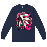 Navy indian headdress with hearts valentine's day Long Sleeve Tee - Jasminsmagicworld