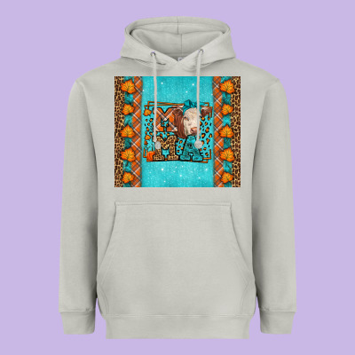 Western Fall Cow Mama Heavyweight Hoodie Designed By Lillyallendesigns