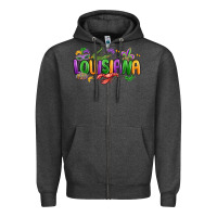 Charcoal Heather mardi gras louisiana Zipper Hoodie - MaliasSmallBusiness