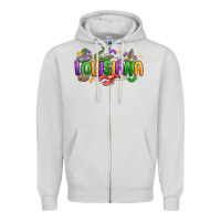 Dove Grey mardi gras louisiana Zipper Hoodie - MaliasSmallBusiness