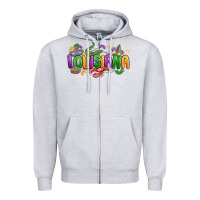 Heather Grey mardi gras louisiana Zipper Hoodie - MaliasSmallBusiness