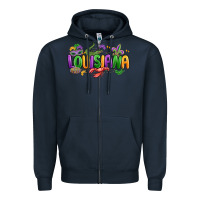 Navy mardi gras louisiana Zipper Hoodie - MaliasSmallBusiness