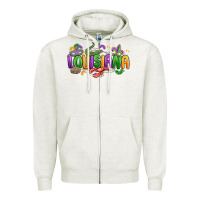 Oatmeal Heather mardi gras louisiana Zipper Hoodie - MaliasSmallBusiness