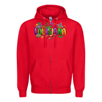 Red mardi gras louisiana Zipper Hoodie - MaliasSmallBusiness