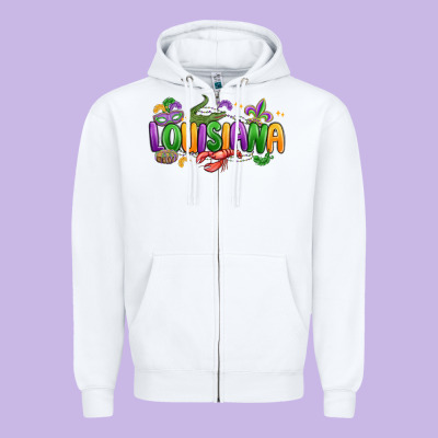 Mardi Gras Louisiana Zipper Hoodie Designed By Maliassmallbusiness