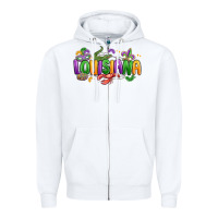 White mardi gras louisiana Zipper Hoodie - MaliasSmallBusiness