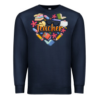Navy teacher heart Premium Sweatshirt - Artiststas