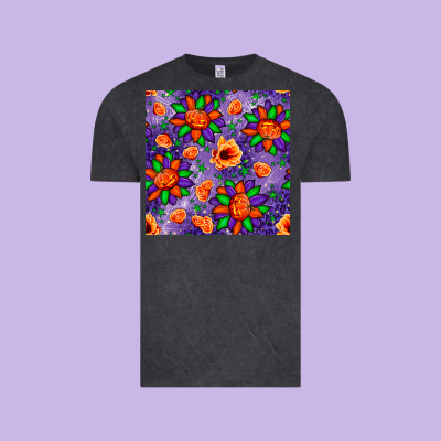 Pumpkin Flower Halloween Seamless Pattern Vintage Tee Designed By Bundleandbundleshop