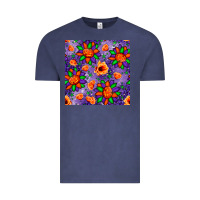 Vintage Denim pumpkin flower halloween seamless pattern Vintage Tee - BundleAndBundleShop