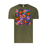 Vintage Olive pumpkin flower halloween seamless pattern Vintage Tee - BundleAndBundleShop