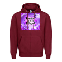 Burgundy thankful greatful blessed Zipper Hoodie - NancyCooperArtShop