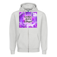 Dove Grey thankful greatful blessed Zipper Hoodie - NancyCooperArtShop