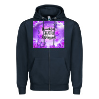 Navy thankful greatful blessed Zipper Hoodie - NancyCooperArtShop