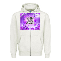 Oatmeal Heather thankful greatful blessed Zipper Hoodie - NancyCooperArtShop
