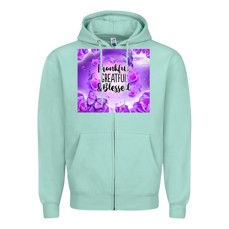 Thankful Greatful Blessed Zipper Hoodie by NancyCooperArtShop | Teevron