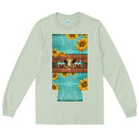 Matcha mom hereford cattle sunflowers on tooled leather slim can cooler Long Sleeve Tee - BarkalooDesign