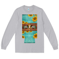 Moon Dust mom hereford cattle sunflowers on tooled leather slim can cooler Long Sleeve Tee - BarkalooDesign