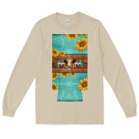 Mom Hereford Cattle Sunflowers On Tooled Leather Slim Can Cooler Long Sleeve Tee | Teevron