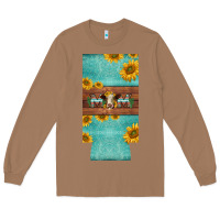 Toasted Coconut mom hereford cattle sunflowers on tooled leather slim can cooler Long Sleeve Tee - BarkalooDesign