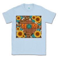 Dusty Blue sunflower gemstone and mom with cowhide Classic Tee - Artiststas