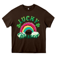 Chocolate Brown Lucky and blessed rainbow Heavy Core Tee - RanaPortraitStore