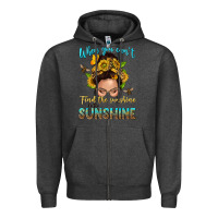 Charcoal Heather when you cant find the sunshine be the sunshine me Zipper Hoodie - NancyCooperArtShop