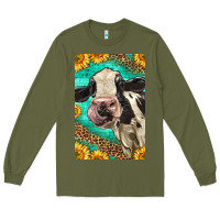 Army Green Western Holstein Cow Long Sleeve Tee - LillyAllenDesigns