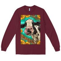 Burgundy Western Holstein Cow Long Sleeve Tee - LillyAllenDesigns