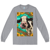 Heather Grey Western Holstein Cow Long Sleeve Tee - LillyAllenDesigns