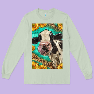 Western Holstein Cow Long Sleeve Tee Designed By Lillyallendesigns