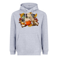 Heather Grey Fall Barn Owl Heavyweight Hoodie - LillyAllenDesigns