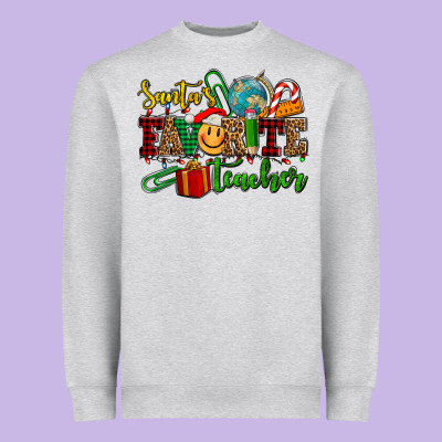 Santa's Favorite Teacher Heavyweight Sweatshirt Designed By Adodesignshop