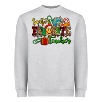 Heather Grey santa's favorite teacher Heavyweight Sweatshirt - AdoDesignShop