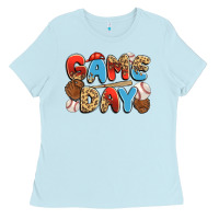 Baby Blue game day baseball Ladies Tee - JahusDesignShop