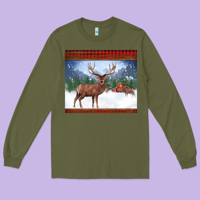 Christmas Reindeer Red Barn Country Farm Christmas Long Sleeve Tee Designed By Barkaloodesign