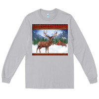 Moon Dust christmas reindeer red barn country farm christmas Long Sleeve Tee - BarkalooDesign