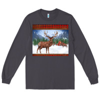 Smoke christmas reindeer red barn country farm christmas Long Sleeve Tee - BarkalooDesign