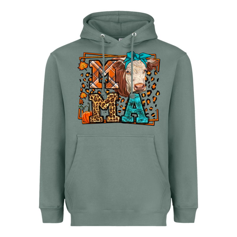 Western Fall Cow Mama Heavyweight Hoodie by LillyAllenDesigns | Teevron