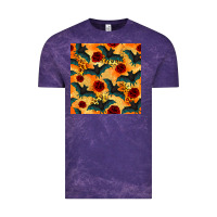 Cloud Purple halloween bat and roses seamless pattern Vintage Tee - BundleAndBundleShop