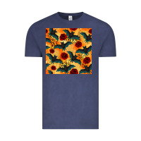 Vintage Denim halloween bat and roses seamless pattern Vintage Tee - BundleAndBundleShop