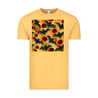 Vintage Mustard halloween bat and roses seamless pattern Vintage Tee - BundleAndBundleShop